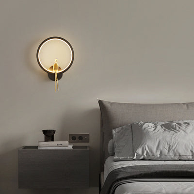 Nordische, minimalistische, kreative, runde, vollkupferfarbene LED-Wandleuchte 