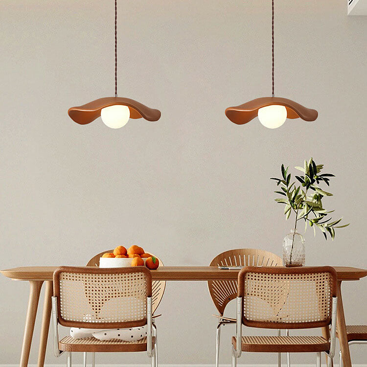 Macaron Cream Dome Wave Design Resin 1-Light Pendant Light