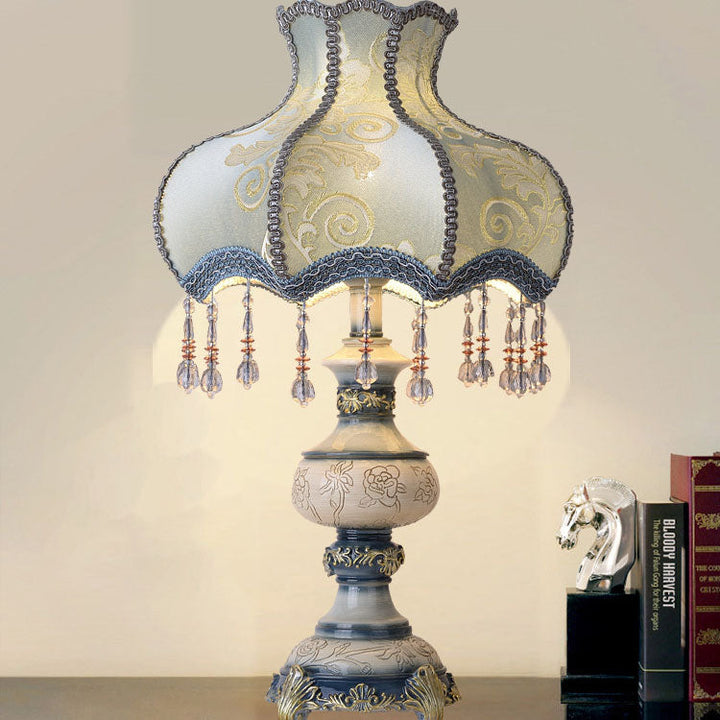 Lámpara de Mesa de 1 Luz de Resina con Flor de Lujo Retro de Europa 