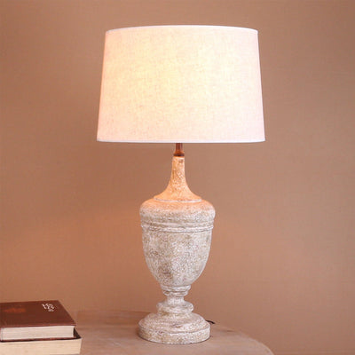 Vintage Country Fabric Doing Old Solid Wood Base 1-Light Table Lamp