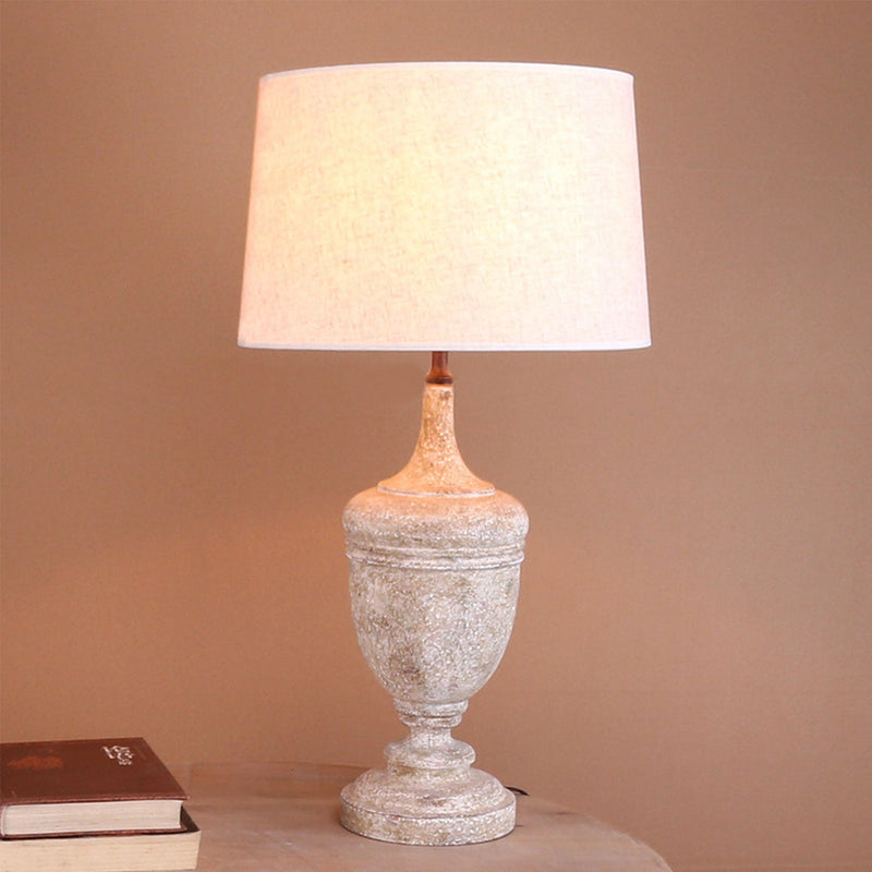 Vintage Country Fabric Doing Old Solid Wood Base 1-Light Table Lamp