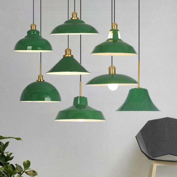 Industrielle Vintage Green Iron Dome Cone 1-Licht-Pendelleuchte 