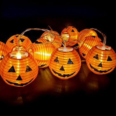 Lanterne Citrouille d'Halloween Guirlande Lumineuse LED Décorative Étanche pour Extérieur 