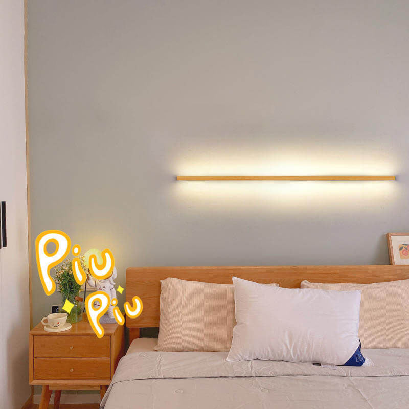 Japanese Simple Solid Wood Strip LED Wall Sconce Lamp