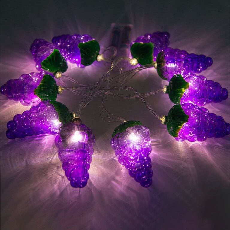 Lumières de Guirlande de Fruits Raisin LED Batterie USB Guirlande Décorative 