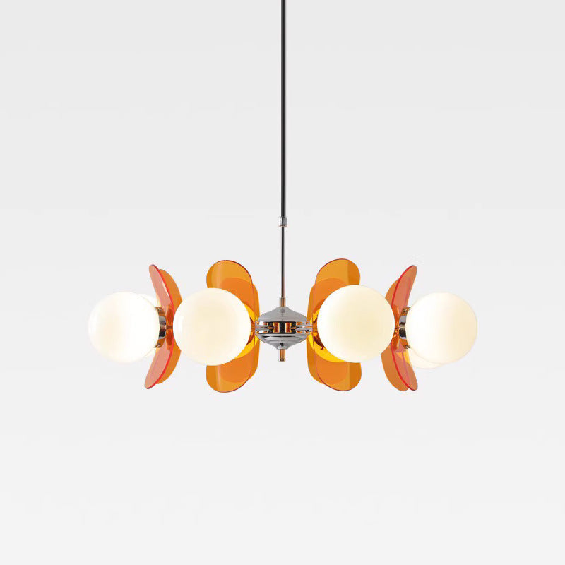 Modern Mid-Century Acrylic Magic Bean Glass Shade 3/5/6/8-Light Chandelier For Living Room