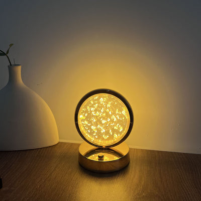 Creative Light Luxury Gold Foil Round LED Charging Touch Table Lamp