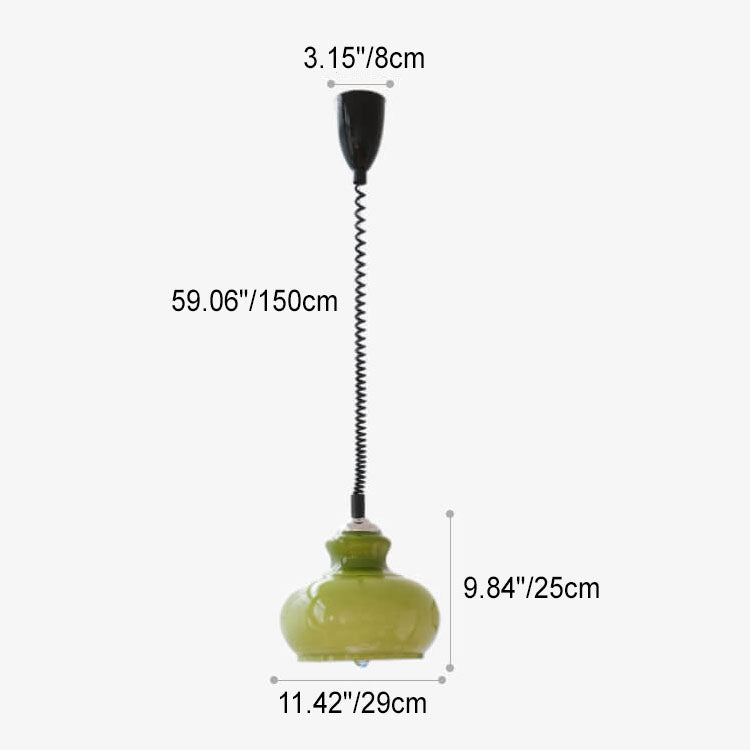 Contemporary Nordic Glass Iron Round Gourd 1-Light Pendant Light for Living Room