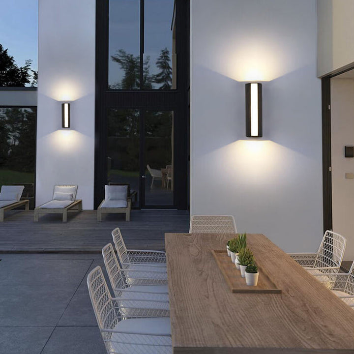 Lámpara de Aplique de Pared Exterior LED con Tira Estéreo de Vidrio Impermeable 