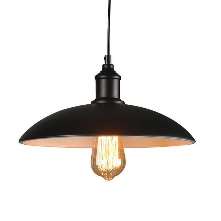 Suspension Luminaire Industriel Rétro Rond Couvercle de Pot en Fer à 1 Lumière 