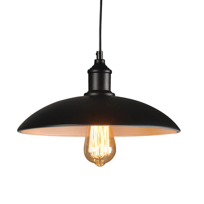 Lámpara colgante de 1 luz con tapa de olla redonda retro industrial de hierro 
