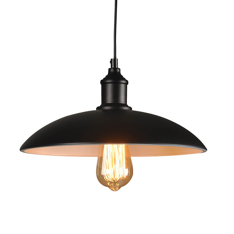 Lámpara colgante de 1 luz con tapa de olla redonda retro industrial de hierro 