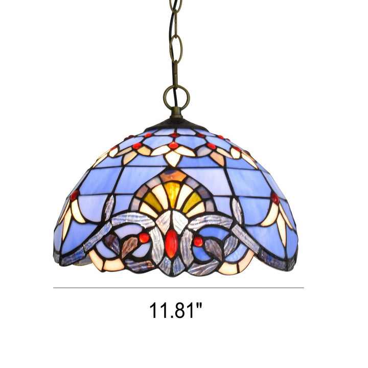 Europäische Retro Blaue Barock Buntglas 1-Licht Pendelleuchte 