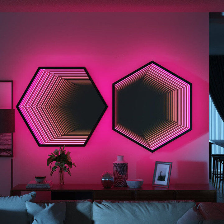 Lampe murale décorative créative à LED hexagonale/octogonale RVB 