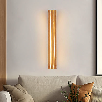 Japanese Wabi-sabi Modern Linear Wood LED Wall Sconce Lamp