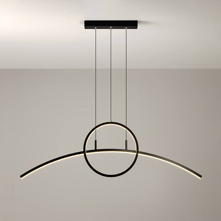 Lustre LED moderne et créatif avec courbe longue et ronde pour îlot 