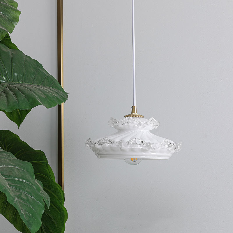 French Light Luxury Glass Petal Double Layer 1-Light Pendant Light