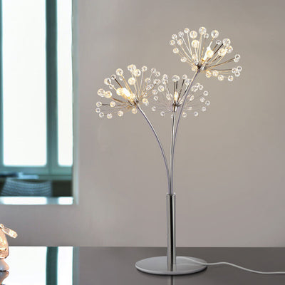 Nordic Creative Dandelion Crystal Bead Iron  3-Light Table Lamp