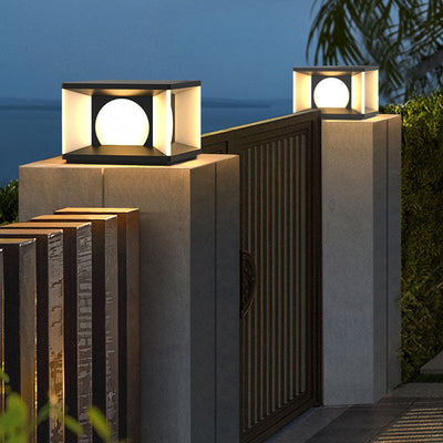 Simple Patio Solar Post Head Light Square LED Outdoor Landscape Light