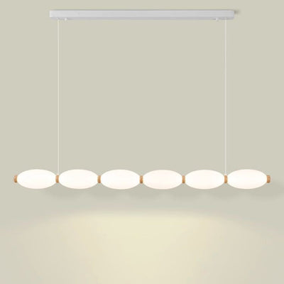 Traditional Japanese Pearl Chain Magic Bean PE Shade LED Island Light Chandelier For Dining Room