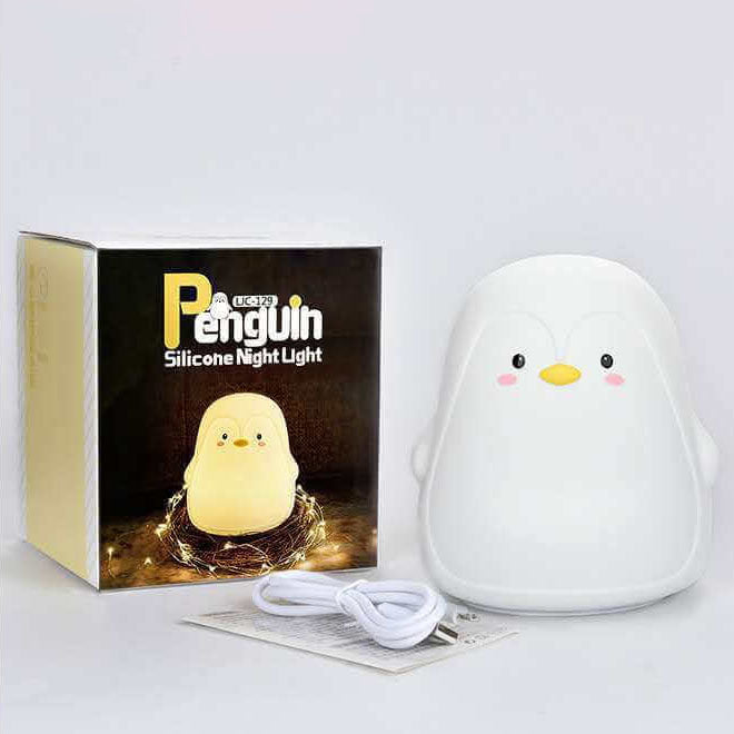 Cartoon Penguin Silicone USB LED Kids Night Light Table Lamp