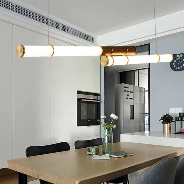 Nordic Minimalist Long Column Linear LED Island Light Chandelier
