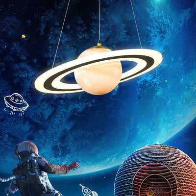 Moderne Kreativraum Planet Kreis Kinder LED Kronleuchter 