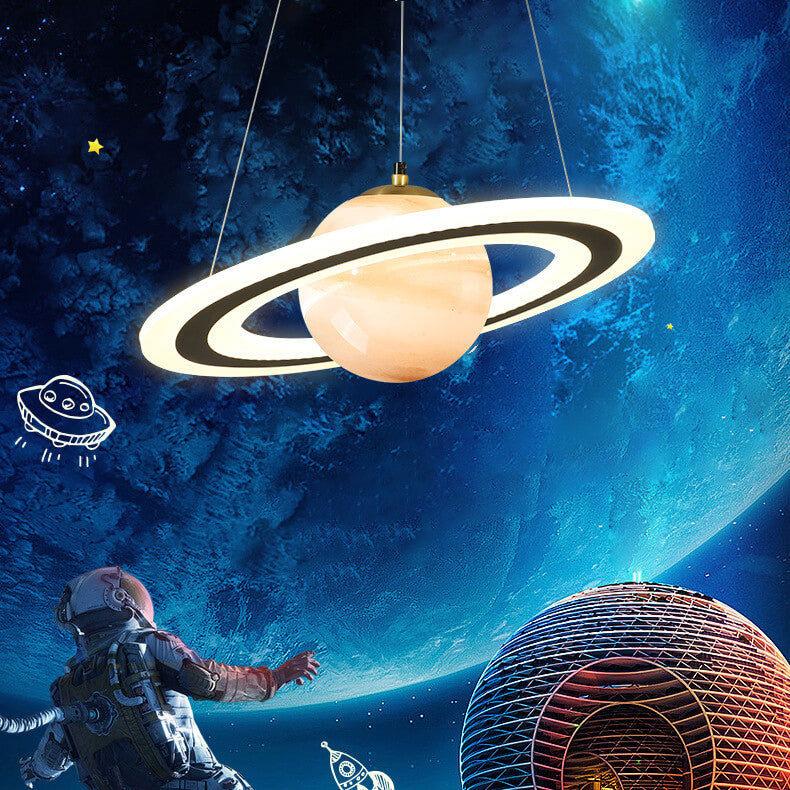 Moderne Kreativraum Planet Kreis Kinder LED Kronleuchter 