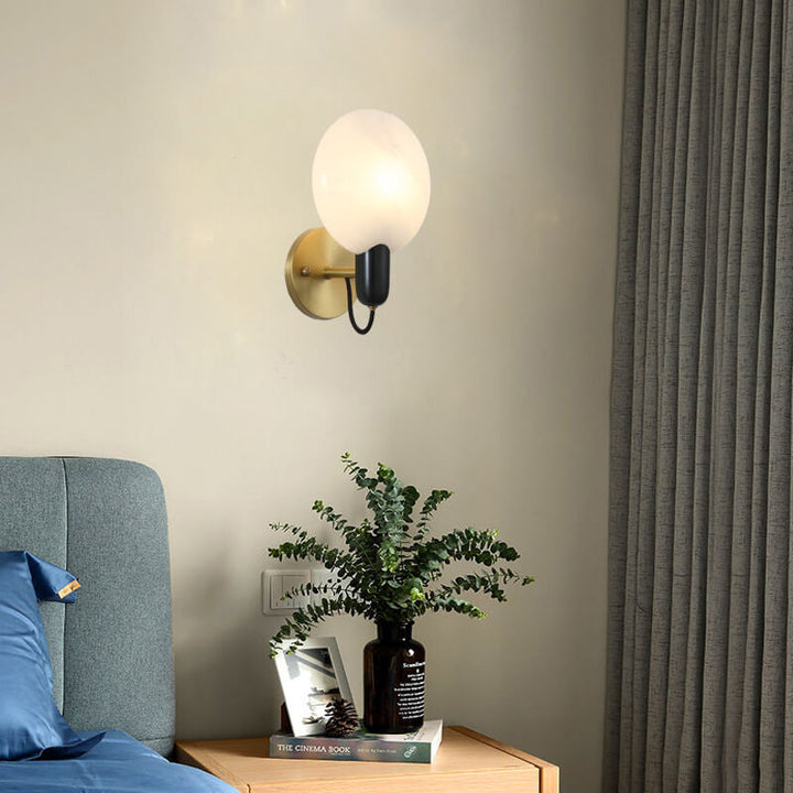 Nordic Light Luxury Messing Faux Marmor Scheibe 1-Licht Wandleuchte 