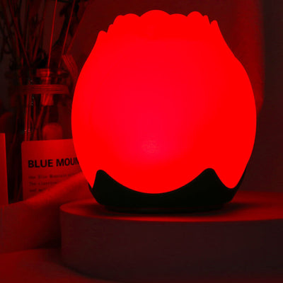 Luz de noche LED de mesa con lámpara de ambiente USB de silicona creativa en forma de rosa 