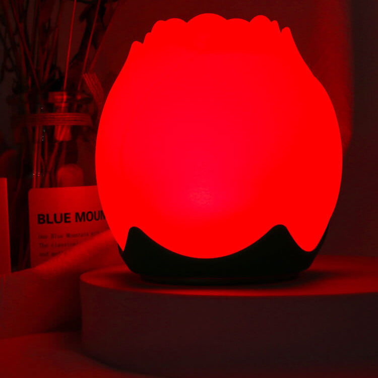 Luz de noche LED de mesa con lámpara de ambiente USB de silicona creativa en forma de rosa 