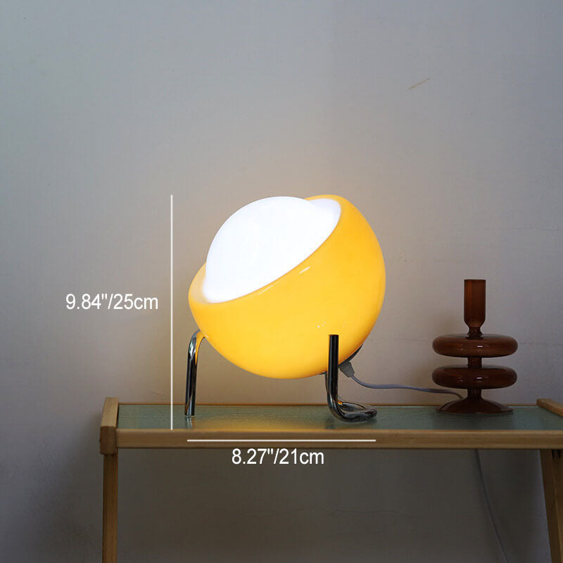 Contemporary Nordic Planet Orange Glass Iron 1-Light Table Lamp For Bedroom