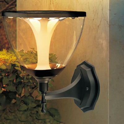 Solar Outdoor Triangle Jar Waterproof LED Patio Wall Sconce Lamp