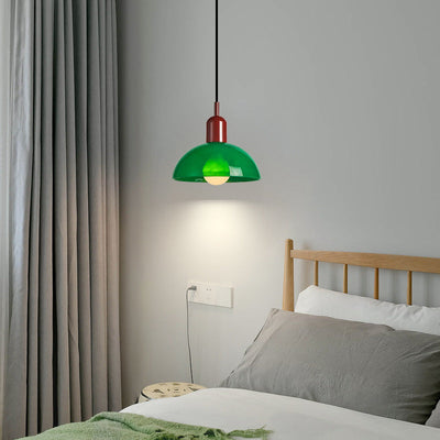 Modern Minimalist Glass Hemisphere 1-Light Pendant Light