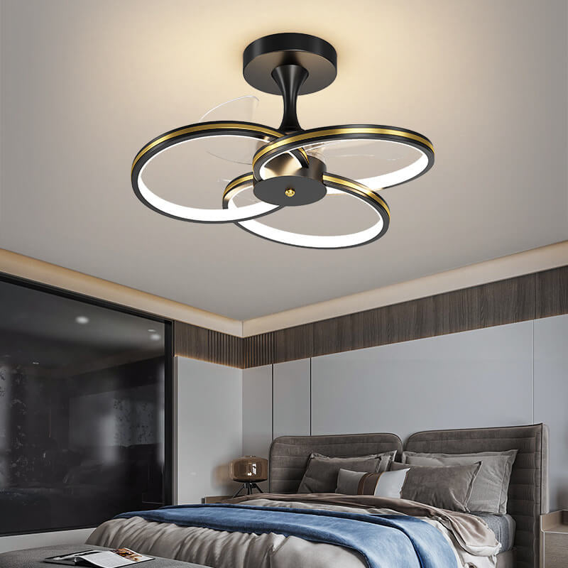 Luxury Acrylic Three Rings Combination Design LED Flush Mount Fan Light