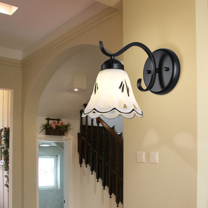 Contemporary Retro Rustic Iron Glass 1-Light Wall Sconce Lamp