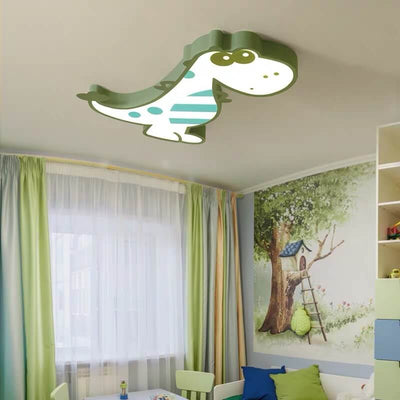 Modern Children's Cartoon Dinosaurs Iron Acrylic LED Flush Mount Ceiling Light