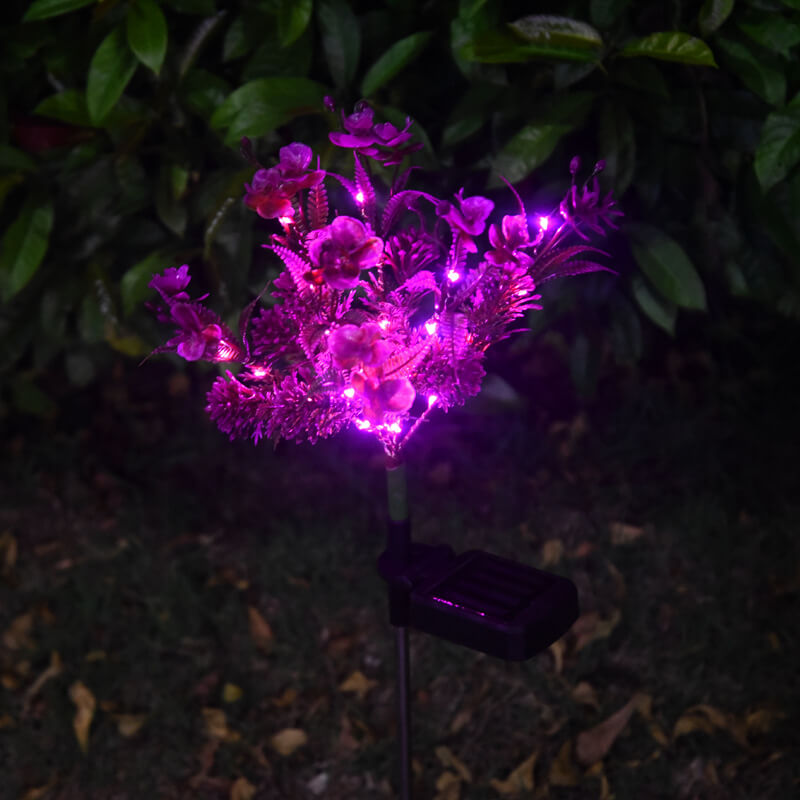 Contemporary Creative Outdoor Solar Phalaenopsis Simulation Flower LED Lawn Ground Insert Decorative Landscape Light