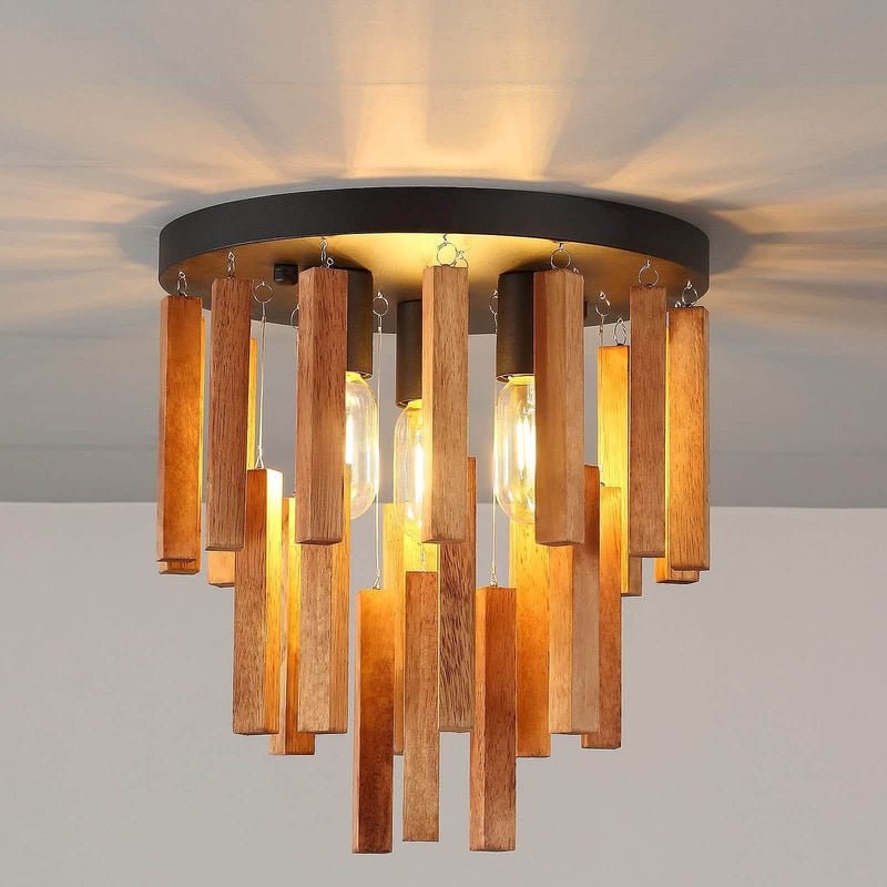 Luz de techo montada al ras de 3 luces de hierro de tronco largo de tira redonda industrial nórdica 