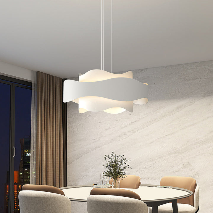 Lustre LED en acrylique rond à bande créative nordique pour îlot 