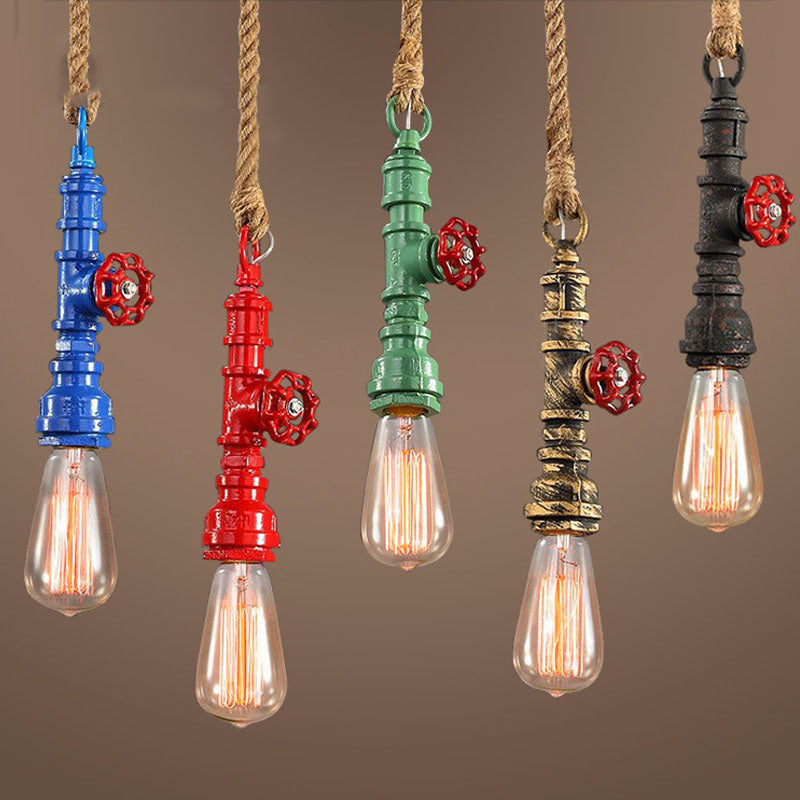 Modern Vintage Industrial Twine Iron 1-Light Pendant Light