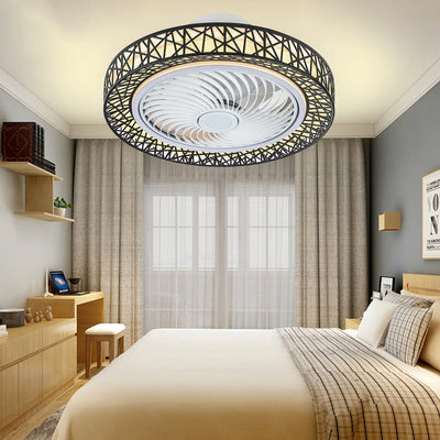 Modern Luxury Round Lace LED Flush Mount Ceiling Fan Light