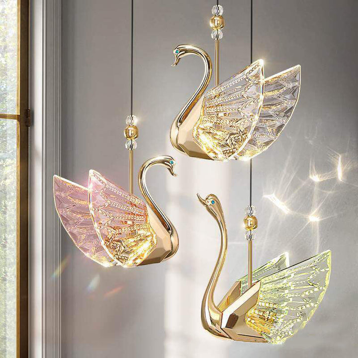 Moderna lámpara colgante LED de lujo acrílico con forma de cisne 