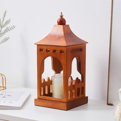 Vintage Walnut Cabin 1-Light Melting Wax Table Lamp