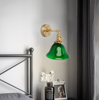 Japanische Retro Green Cone Copper 1-Light Wandleuchte