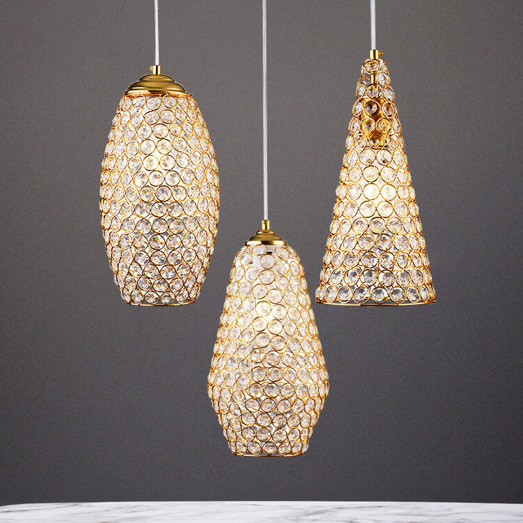 European Light Luxury Geometric Hardware Crystal 1-Light Pendant Light