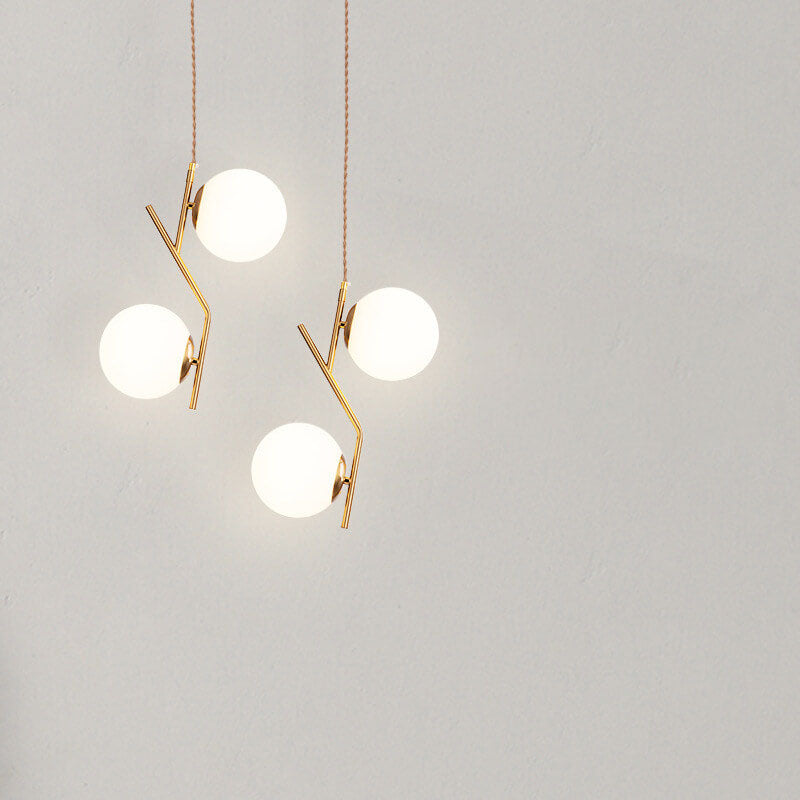 Moderner, minimalistischer Glas-Kronleuchter mit 2 Lichtinseln 