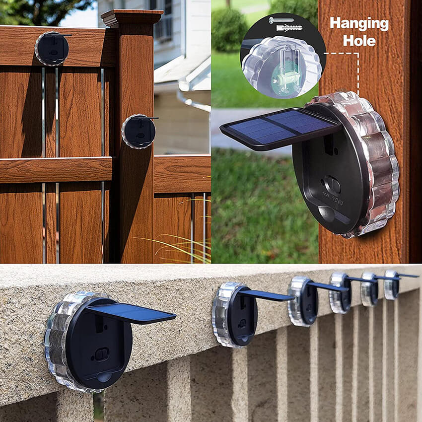 Modern Minimalist Solar Outdoor Petal Round ABS Acrylic LED Garden Fence Wall Sconce Lamp
