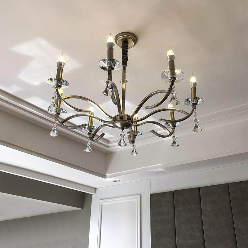 Light Luxury Iron Frame Candelabra Crystal 3/6/8/10/15-Light Chandelier