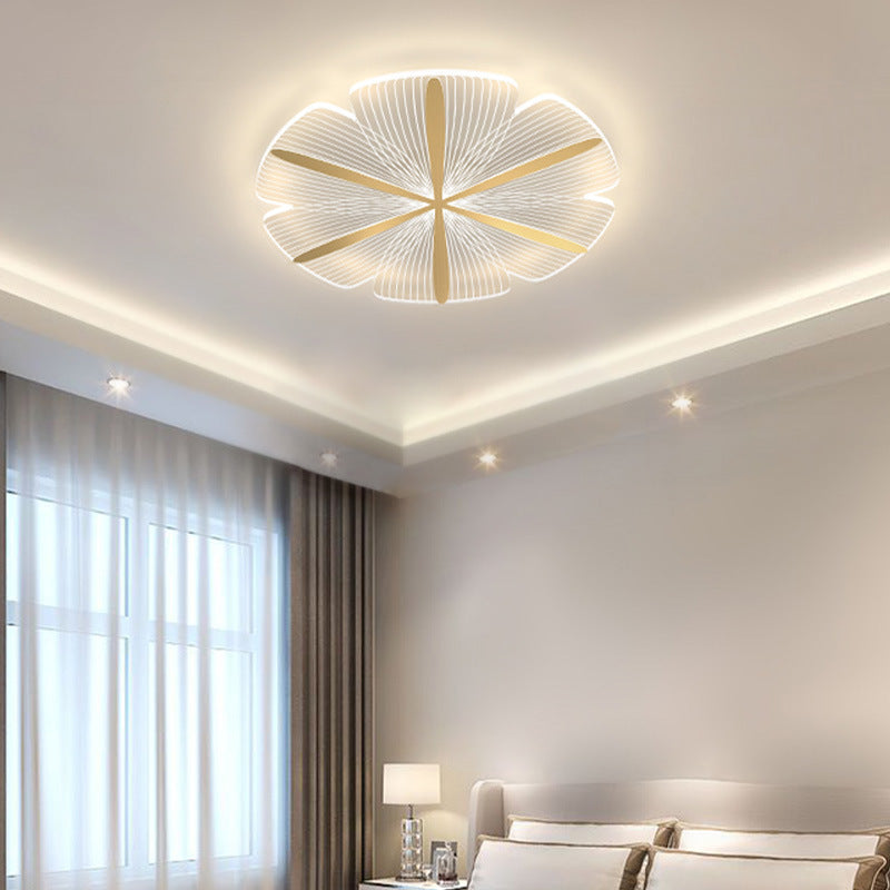 Modern Minimalist Acrylic Petal Round Gold LED Flush Mount Ceiling Light